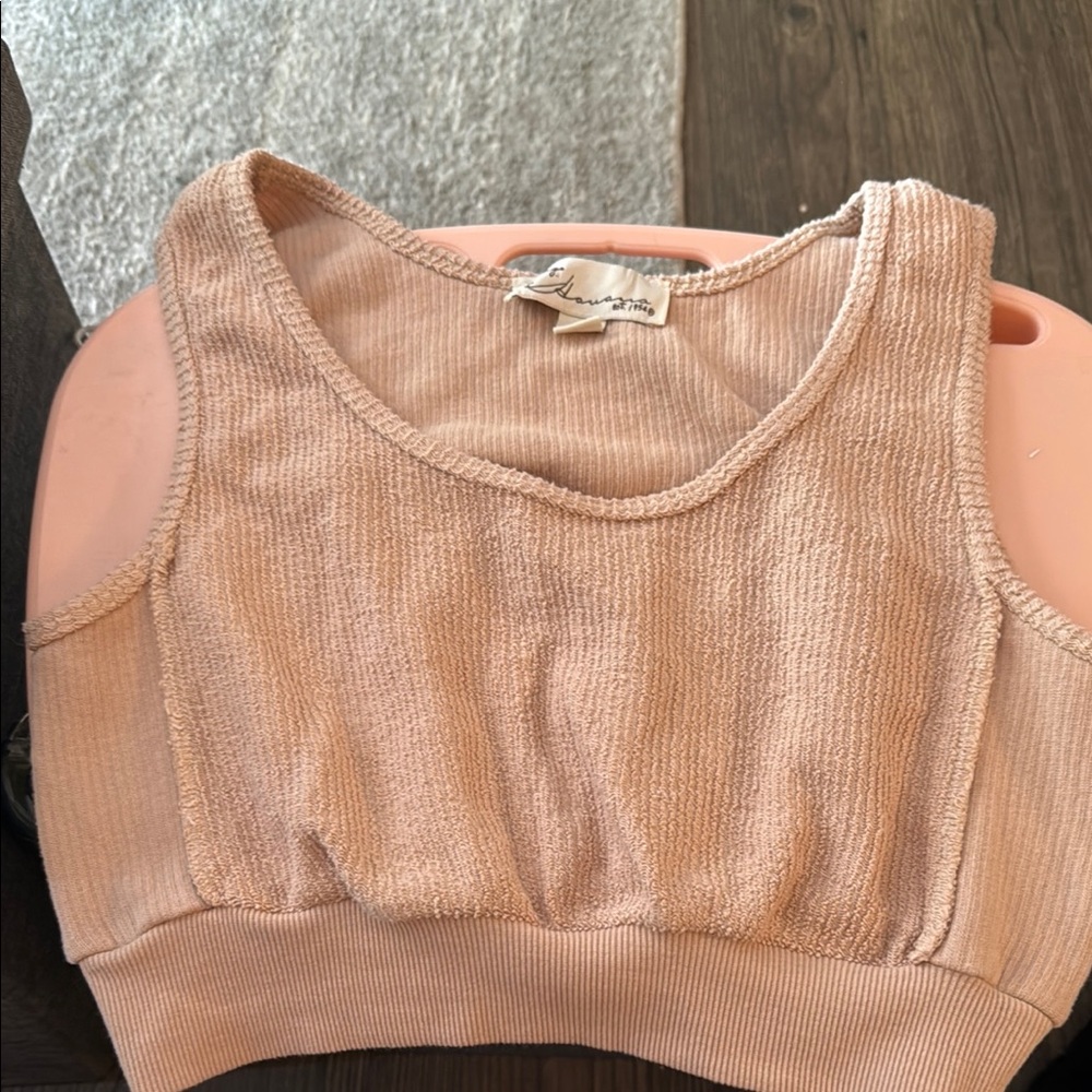Aritzia Orange Ribbed Crop Tank Top Sleeveless